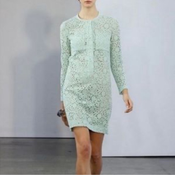 VICTORIA BECKHAM x Target Mint Green Lace Sheer Cotton Blend Dress Sz L NWT - Picture 2 of 16